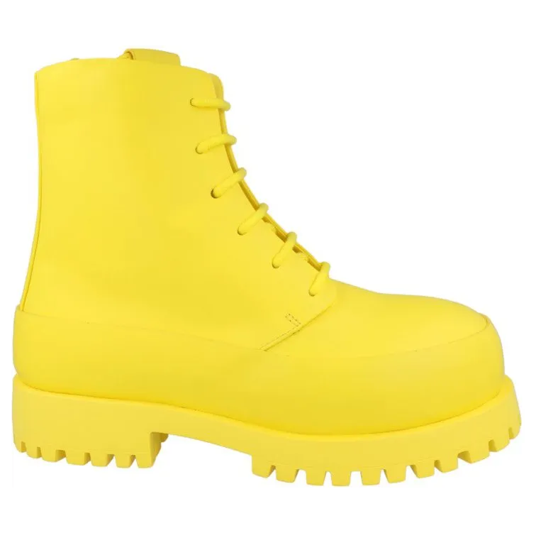 Ferragamo Fede Leather Combat Boots Yellow (021984-766279-M)