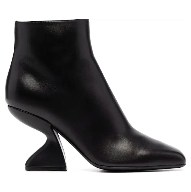 Ferragamo F-Heel Sculpted Ankle Boots Black (01D211751122)