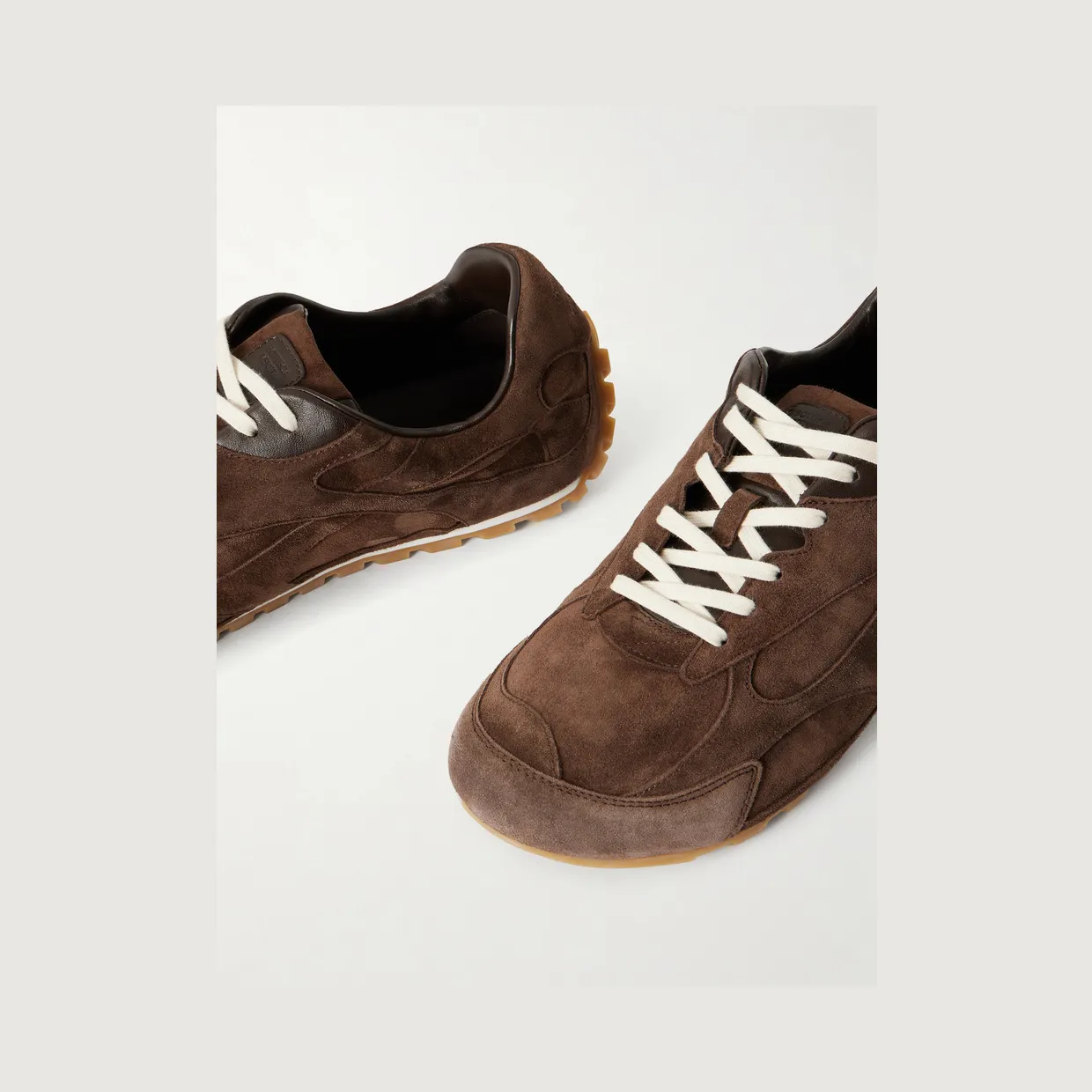 Bottega Veneta Orbit Flash Leather-Trimmed Suede Sneakers Brown (867926V3MS0) (5)