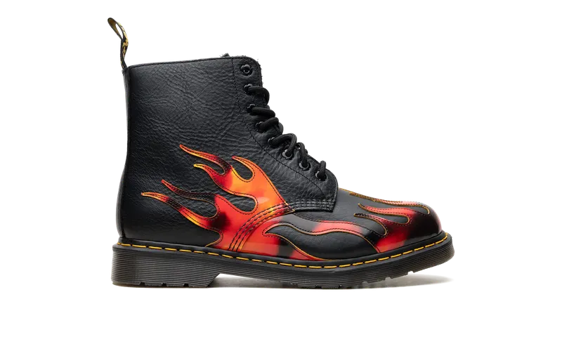 Dr Martens 1460 Pascal Flame Arcadia Rub Off Leather Boots “Black / Red / Yellow” (41517001)