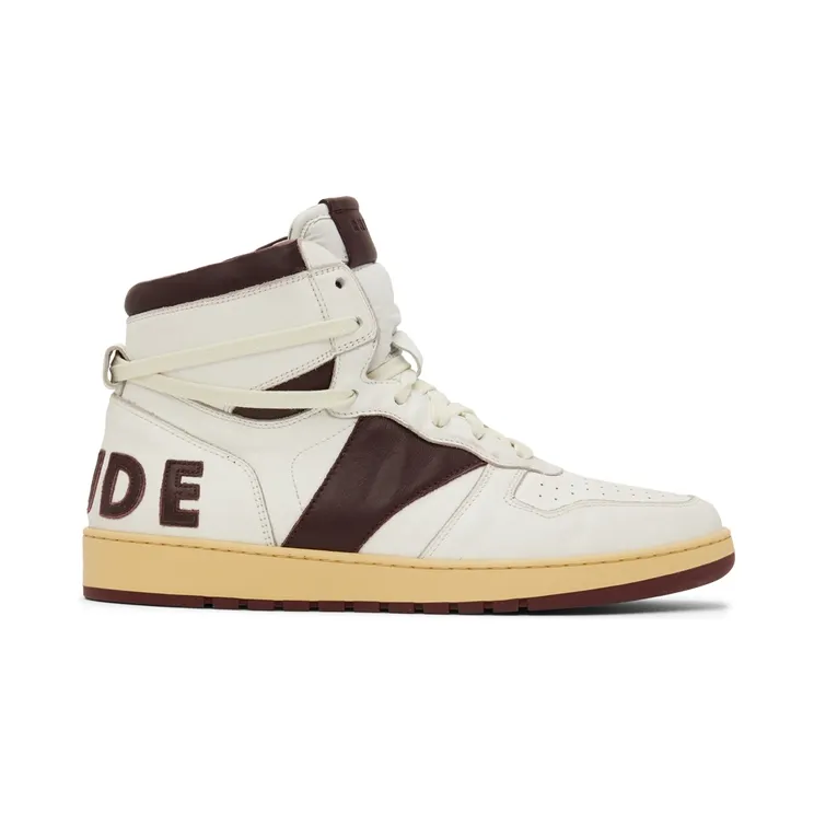 Rhude SSENSE Exclusive White & Burgundy Rhecess Hi Sneakers (RHSS22FO05178500)