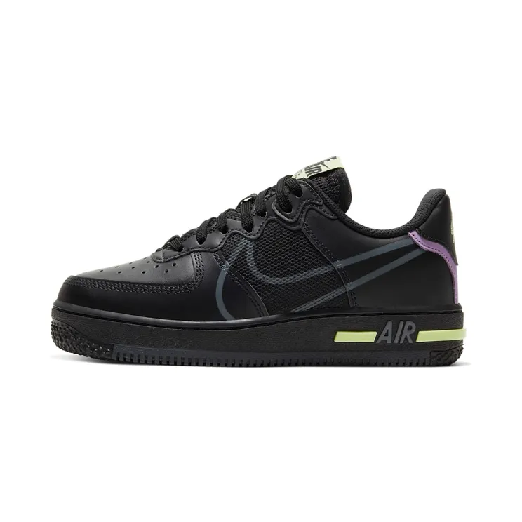 Nike Air Force 1 Low React “Black / Violet Star / Barely Volt / Anthracite” (CD6960-001)