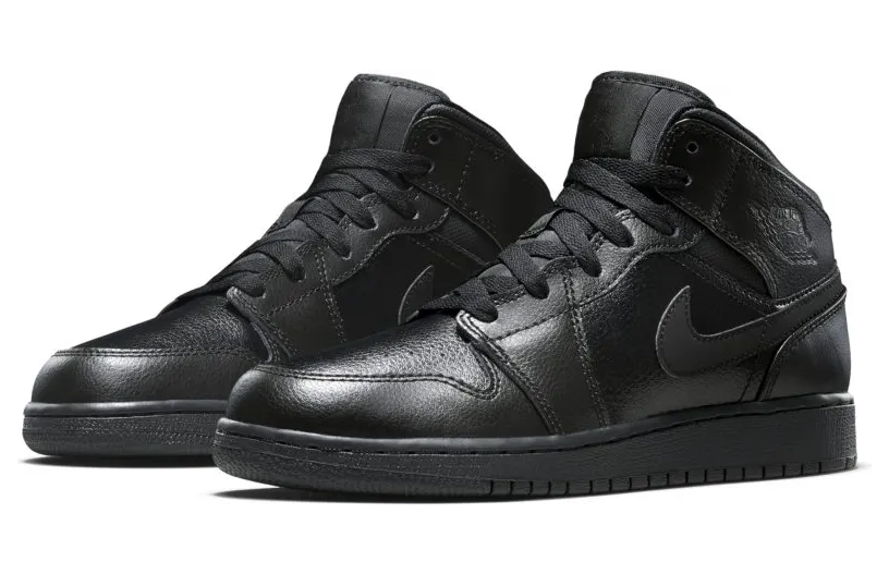 Jordan 1 Mid Triple Black (2015) (GS) (554725-030)