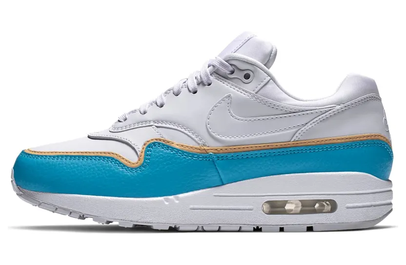 Nike Air Max 1 Liner White Blue (W) “White / Light Blue Fury / Topaz Gold” (881101-103)