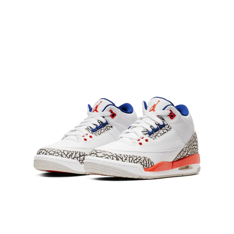 Jordan 3 Retro Knicks (GS) White/Old Royal-University Orange-Tech Grey (398614-148)