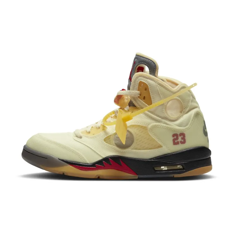Jordan 5 Retro OFF-WHITE Sail Sail/Fire Red-Muslin-Black (DH8565-100)