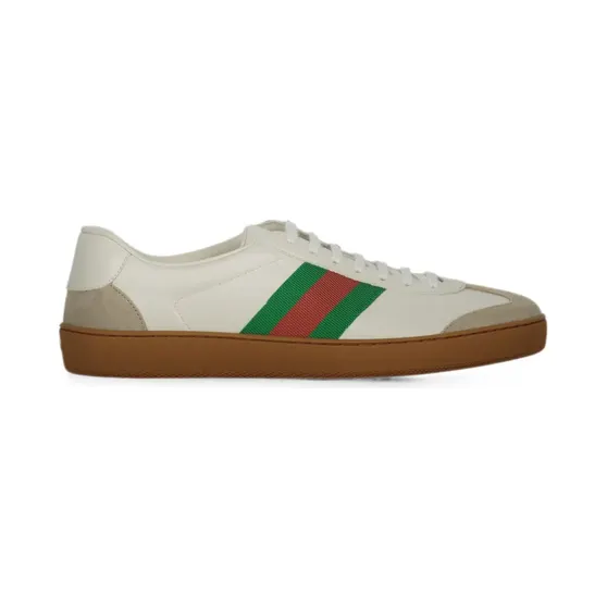 Gucci Leren sneakers met Web-streep – Beige (8589810AAB6)
