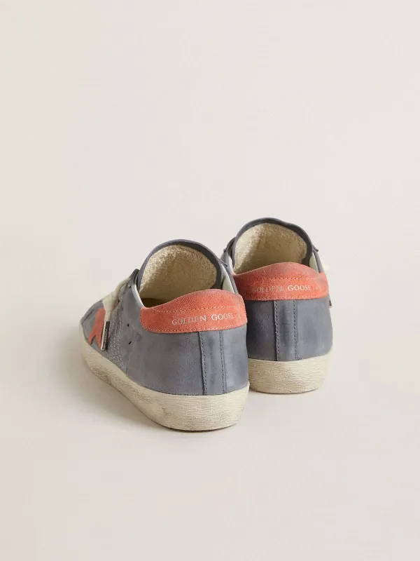 Golden Goose Super Star In Blue Nubuck With Pink Suede Star And Heel Tab (GWF00101.F007521.50935) (4)