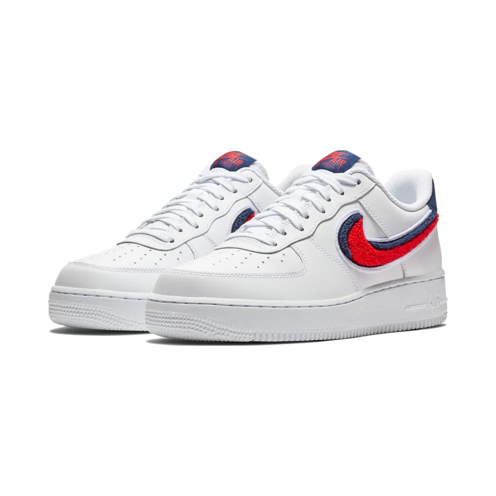 Nike Air Force 1 Low 3D Chenille Swoosh White Red Blue White/University Red-Blue Void (823511-106)