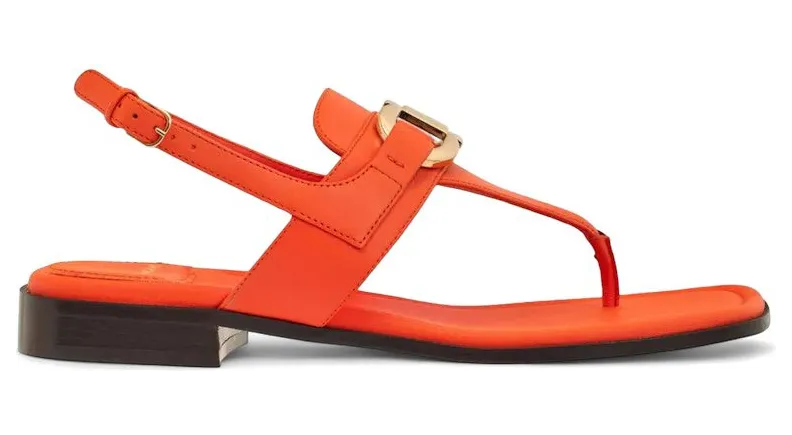 Ferragamo Gancini Leather Flat Sandals Orange (01G998769646)