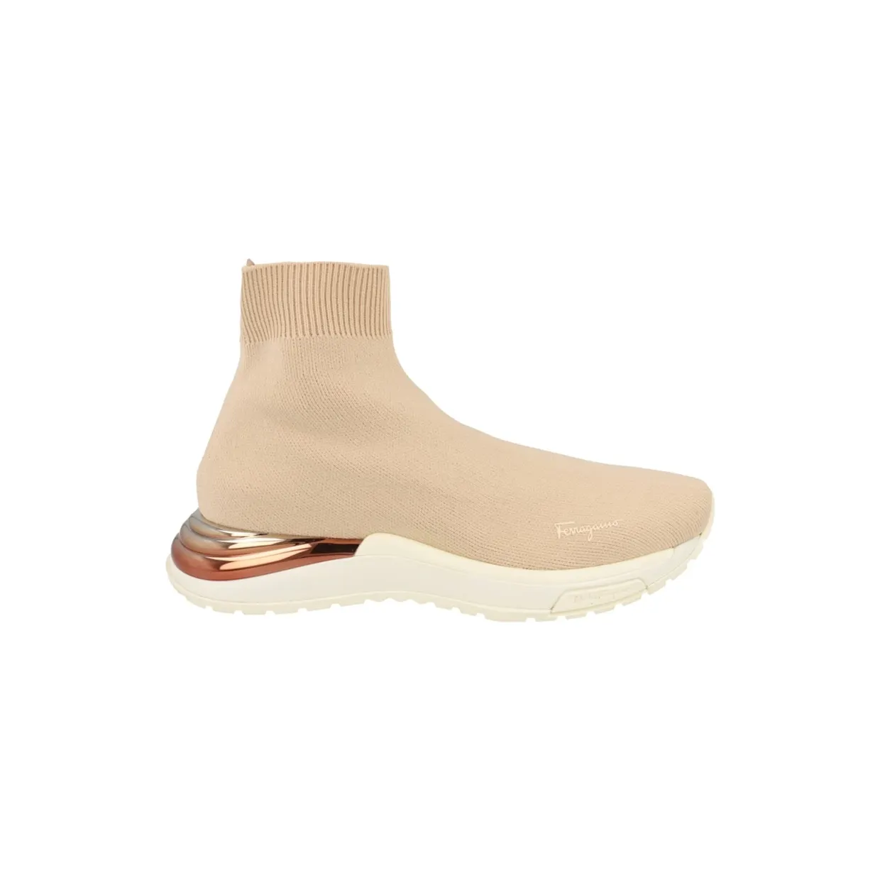 Ferragamo Ninette High-Top Sock Sneakers Bone (030177-749900-1C)