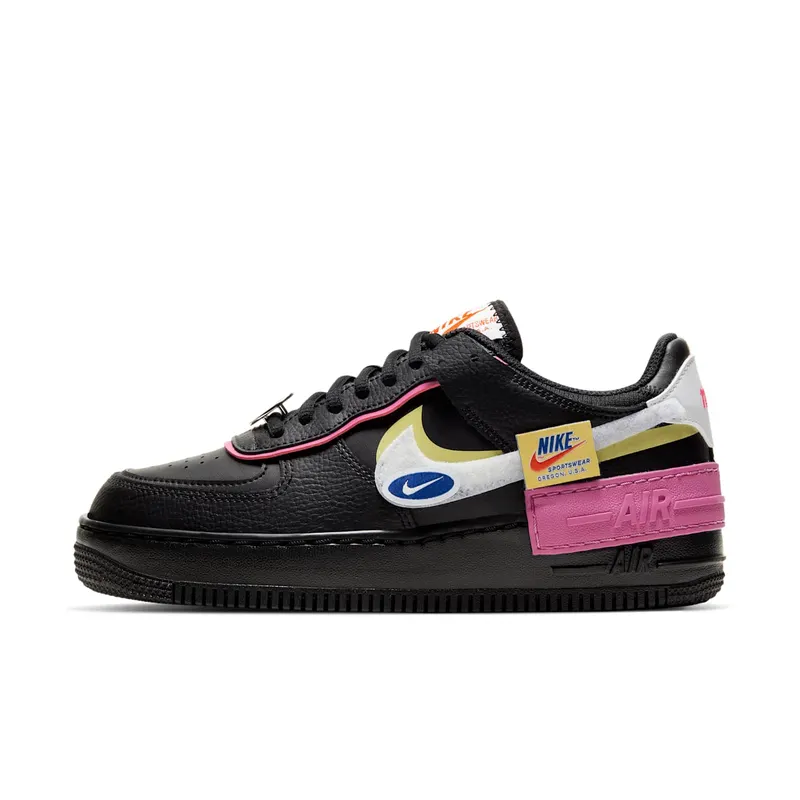 Nike Air Force 1 Shadow Removable Patches Black Pink (W) Black/Limelight-Cosmic Fuchsia-White (CU4743-001)