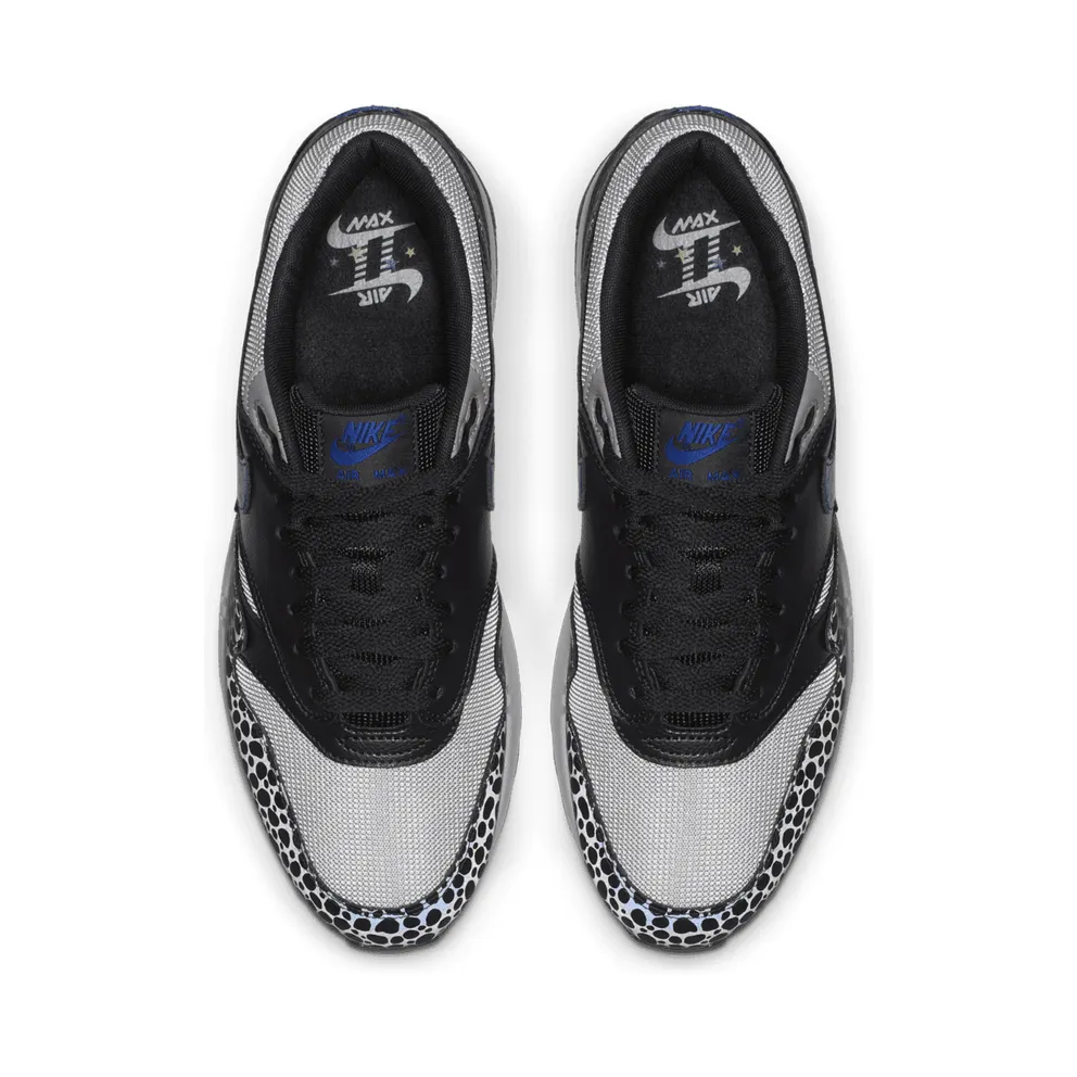 Nike Air Max 1 Safari Reflective Black Off Noir/Atmosphere Grey-Hyper Blue (BQ6521-001)