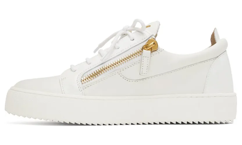 Giuseppe Zanotti White & Gold Frankie Sneakers (RU00010-86439) (3)
