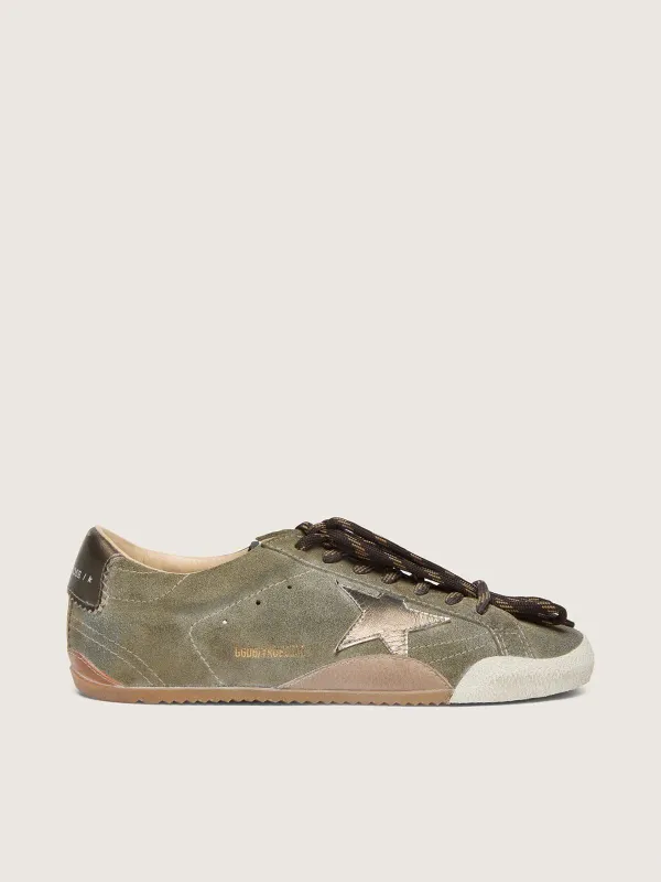 Golden Goose Women’S True-Star In Olive Suede With Gold Star (GWF00922.F008631.35679)