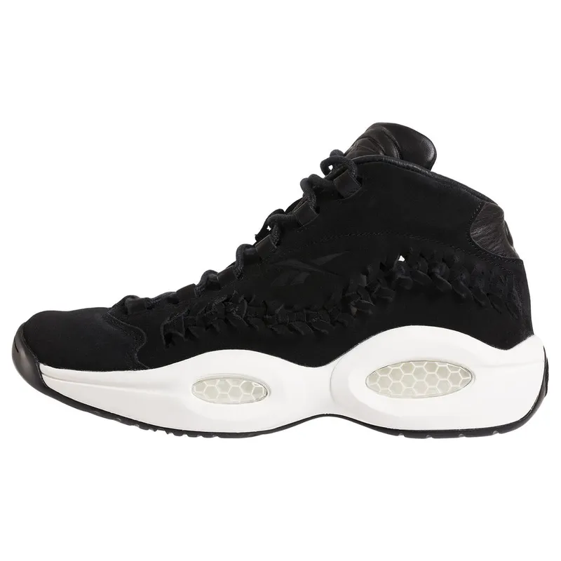 Reebok Question Mid Hall of Fame Black Braid Black/White (Other Brands Reebok)
