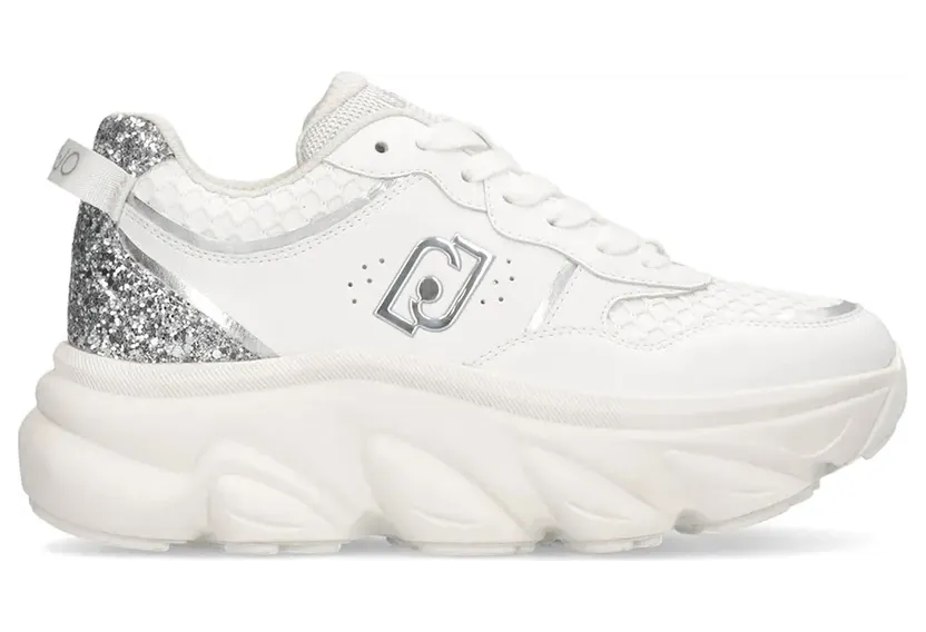 Liu Jo sneaker Tumbled Leather/Glit White/Silver (BF5061PX78304370)