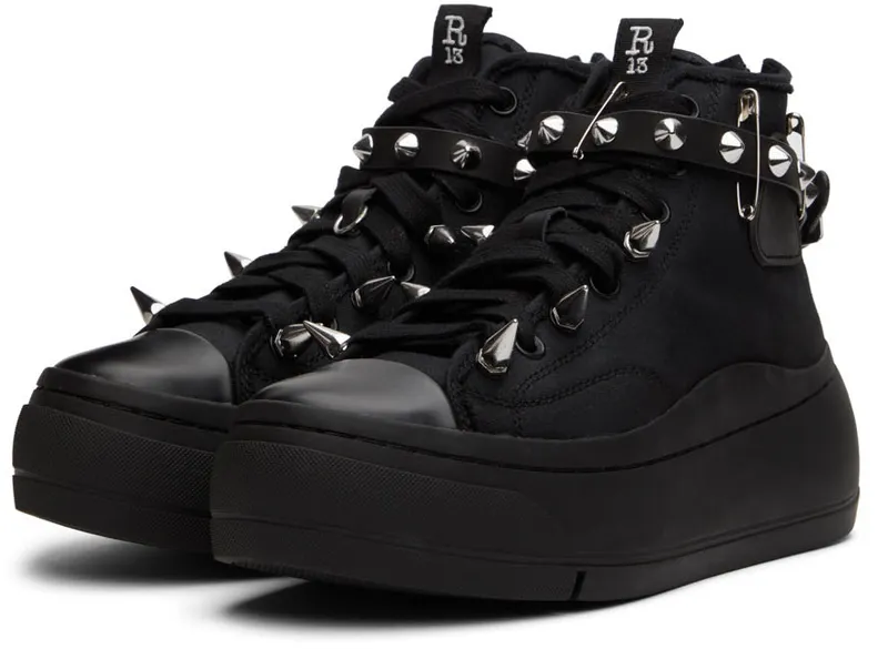 R13 Black Studded Kurt High-Top (R13MS5029-S001C)
