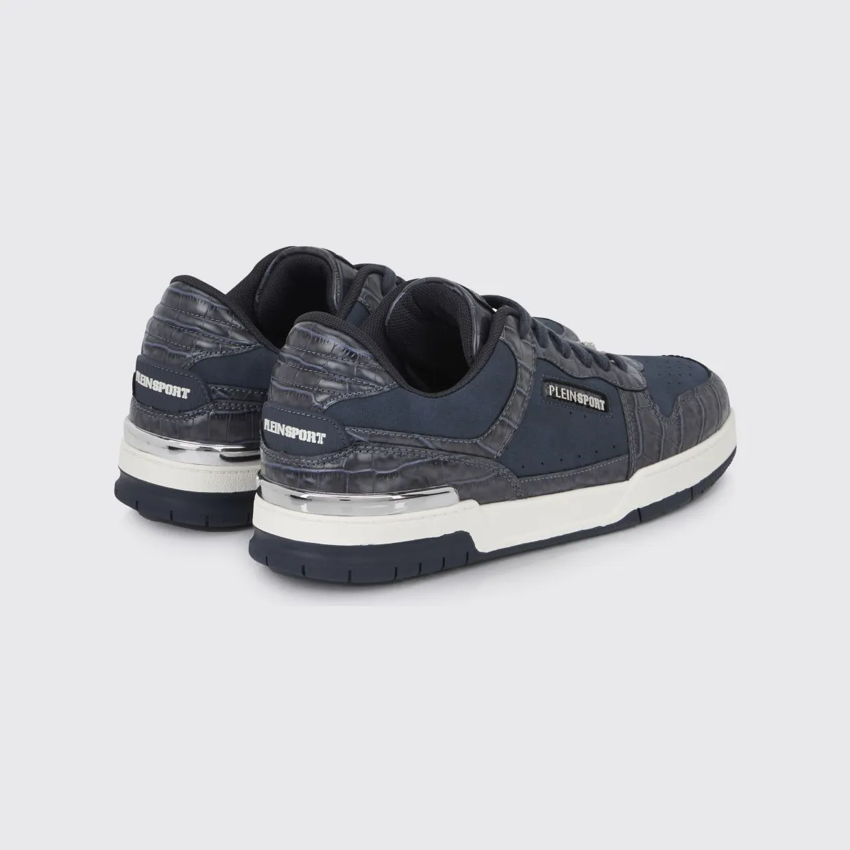 Plein Sport Suede And Crocodile Print Leather Sneakers Turquoise (FAESUSC0795STE003N08) (2)
