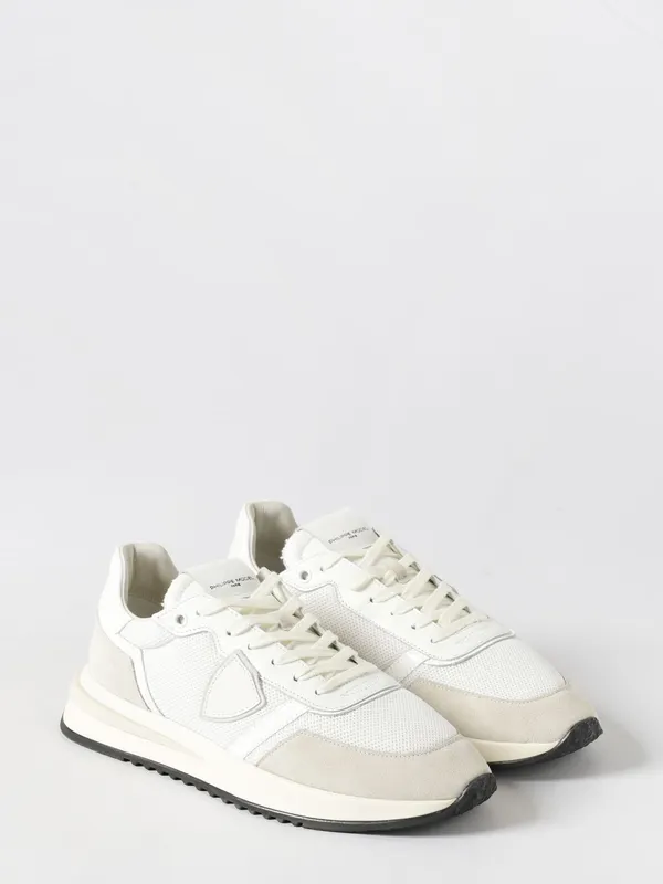 Philippe Model Low-Top Sneakers in Calf Leather and Mesh with Bicolor Design White (TYLUTC06)
