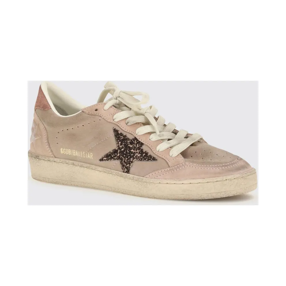 Golden goose Ball Star Suede Trainers with Glitter Logo Pink (GWF00117F00869425819)