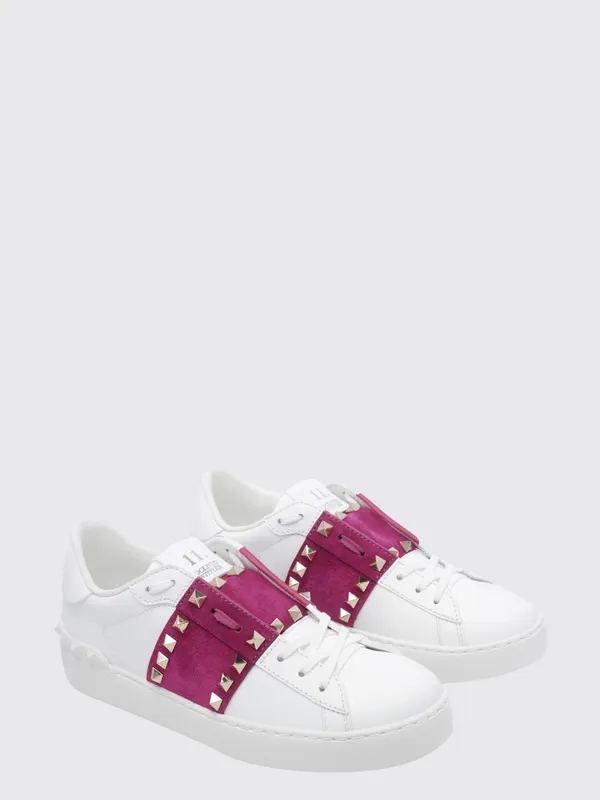 Valentino garavani Rockstud Untitled Leather and Suede Sneakers with Iconic Studs Fuchsia (S0A01ZBV3E2)