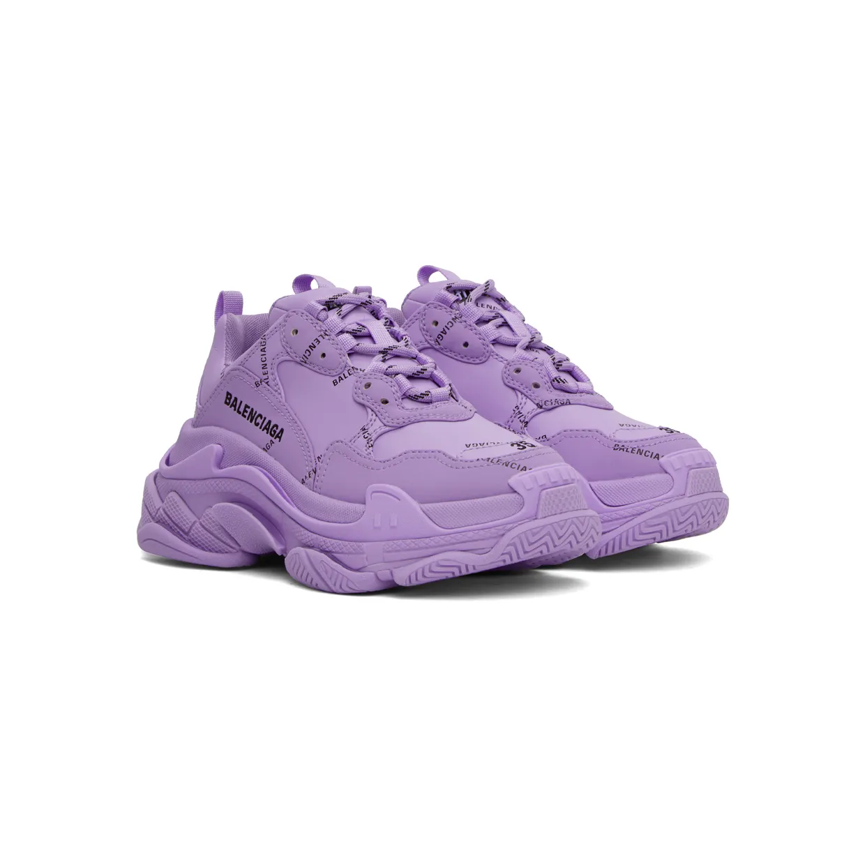 Balenciaga Purple Triple S Allover Logo Sneakers (524039 W2FA1) (4)