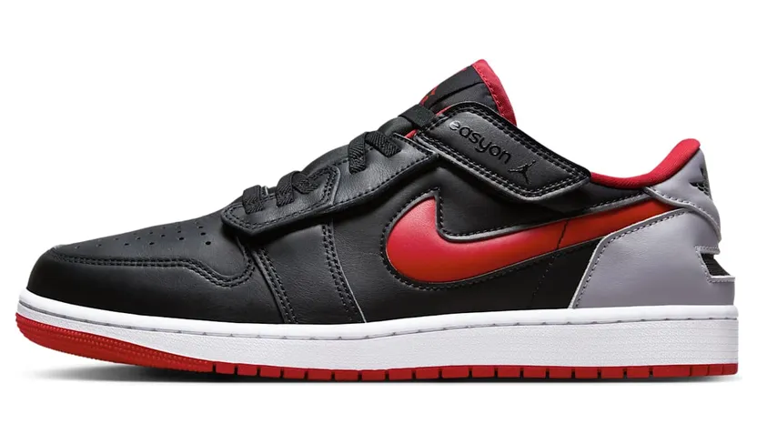 Jordan 1 Low FlyEase “Black / Cement Grey / White / Fire Red” (DM1206-006)