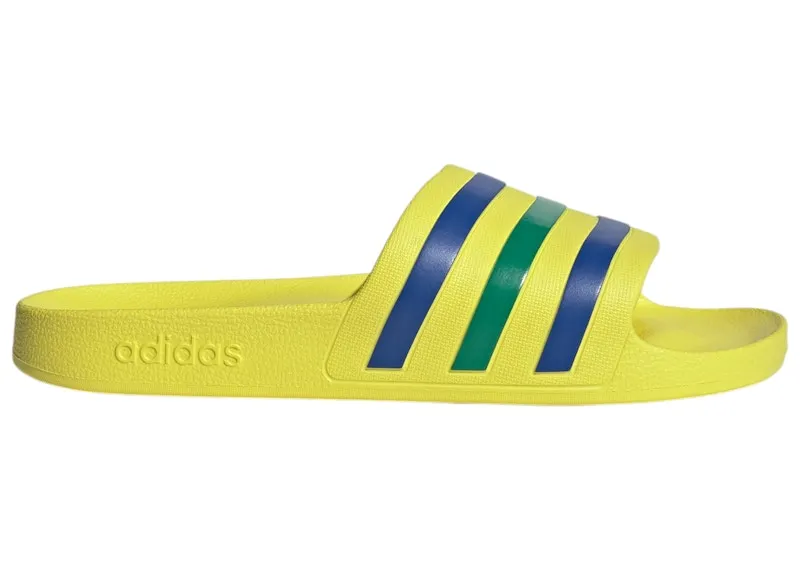 adidas Adilette Aqua Slides Bright Yellow Bold Blue Green (HQ2446)