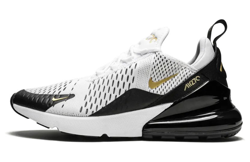 Nike Air Max 270 White Metallic Gold Black