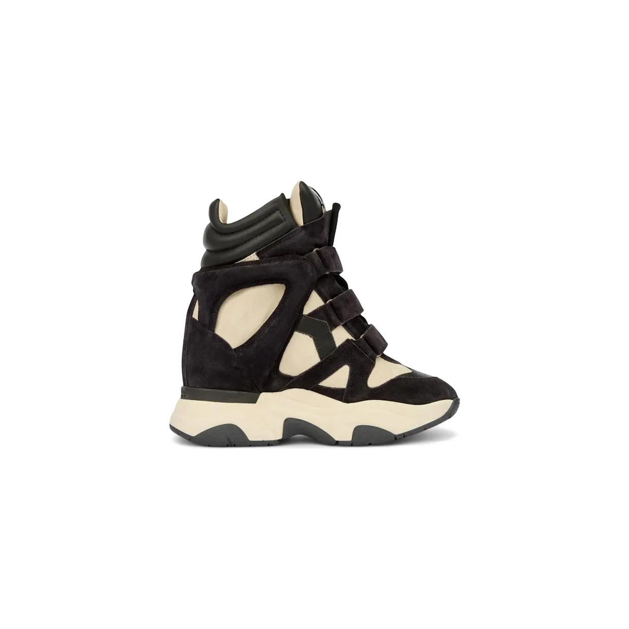 Isabel Marant Balskee High-Top Wedge Sneakers Black Chalk Suede Calfskin Leather (BK0009FA-B4E10S-BKCK)