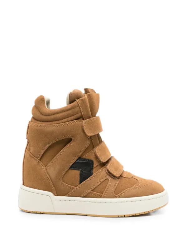 ISABEL MARANT Hohe IM3 Keilsneaker aus Leder in Cognac / Black BK0010FAD1E03S/T_ISAMA-COBK_500-41