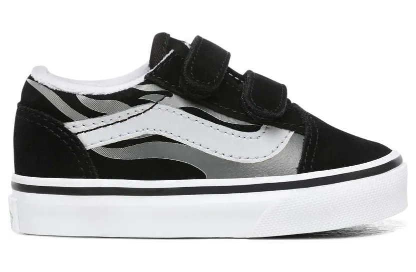 VANS Suede Flame Old Skool V Peuterschoenen (Zwart)