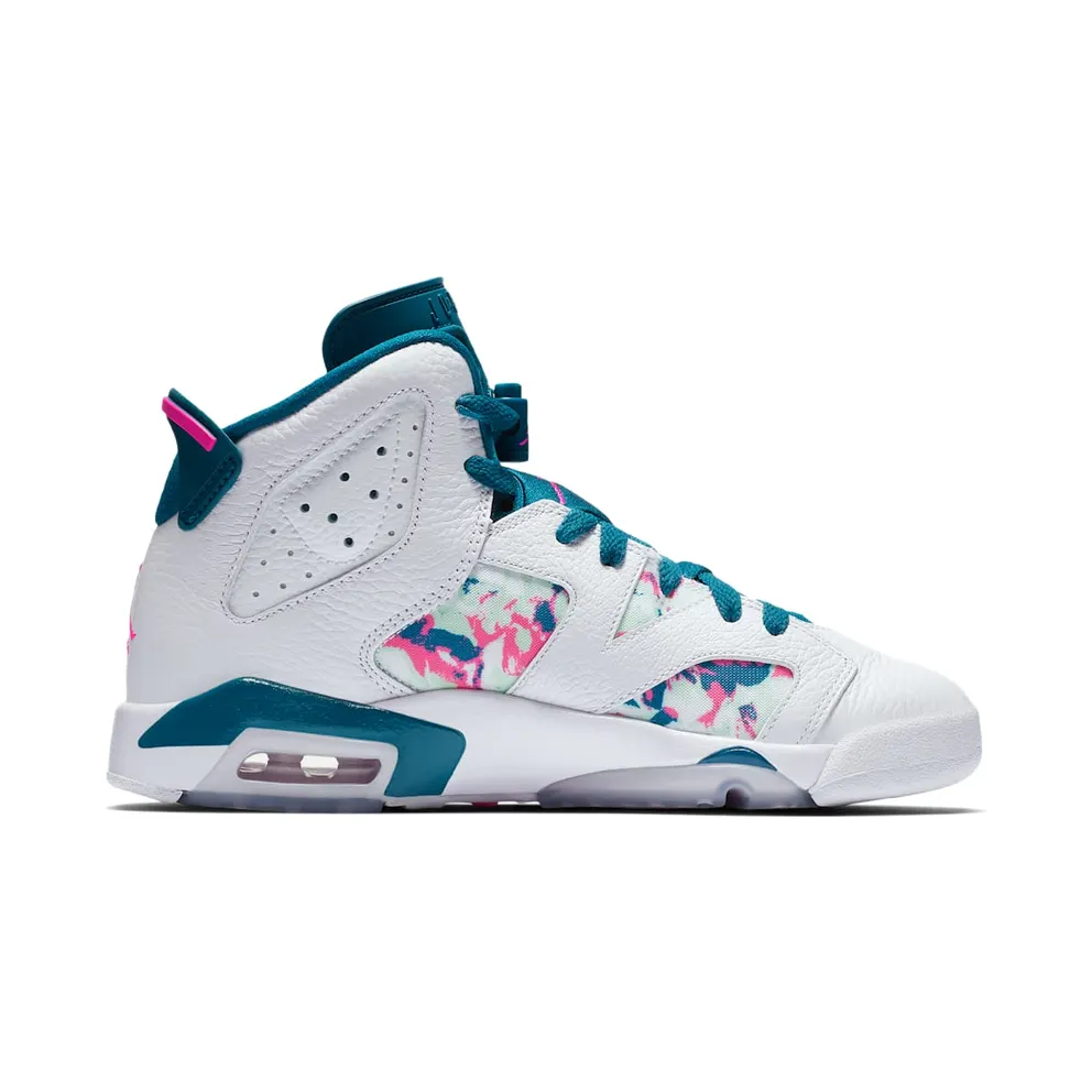 Jordan 6 Retro White Laser Fuchsia Green Abyss (GS) White/Laser Fuchsia-Green Abyss (543390-153)