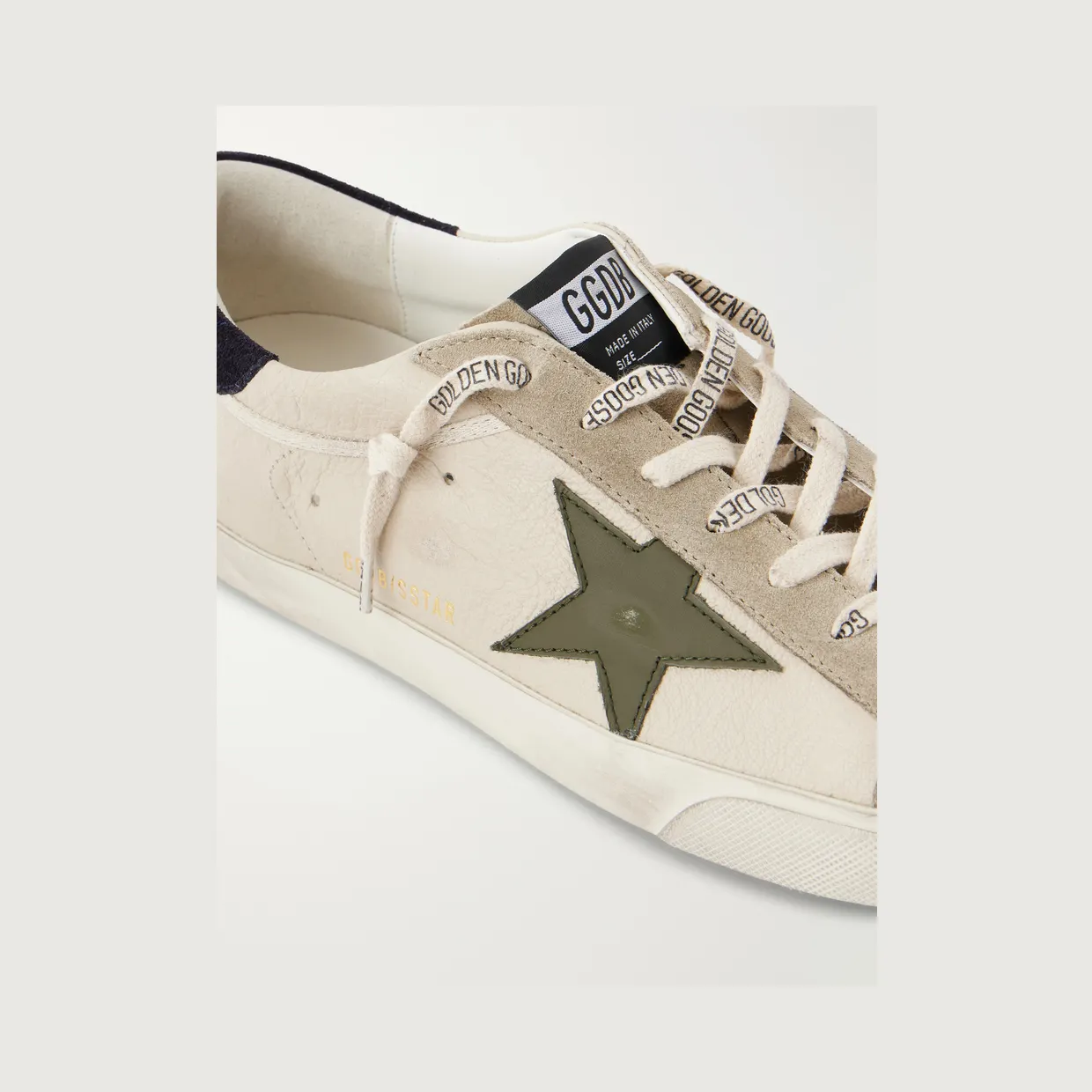 Golden Goose Super-Star Distressed Suede -Trimmed Leather Sneakers Cream (GMF00102.F008728) (5)