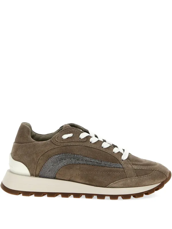 Brunello Cucinelli Monili-verfraaide suède sneakers – Bruin (MZSFG2943CU995)