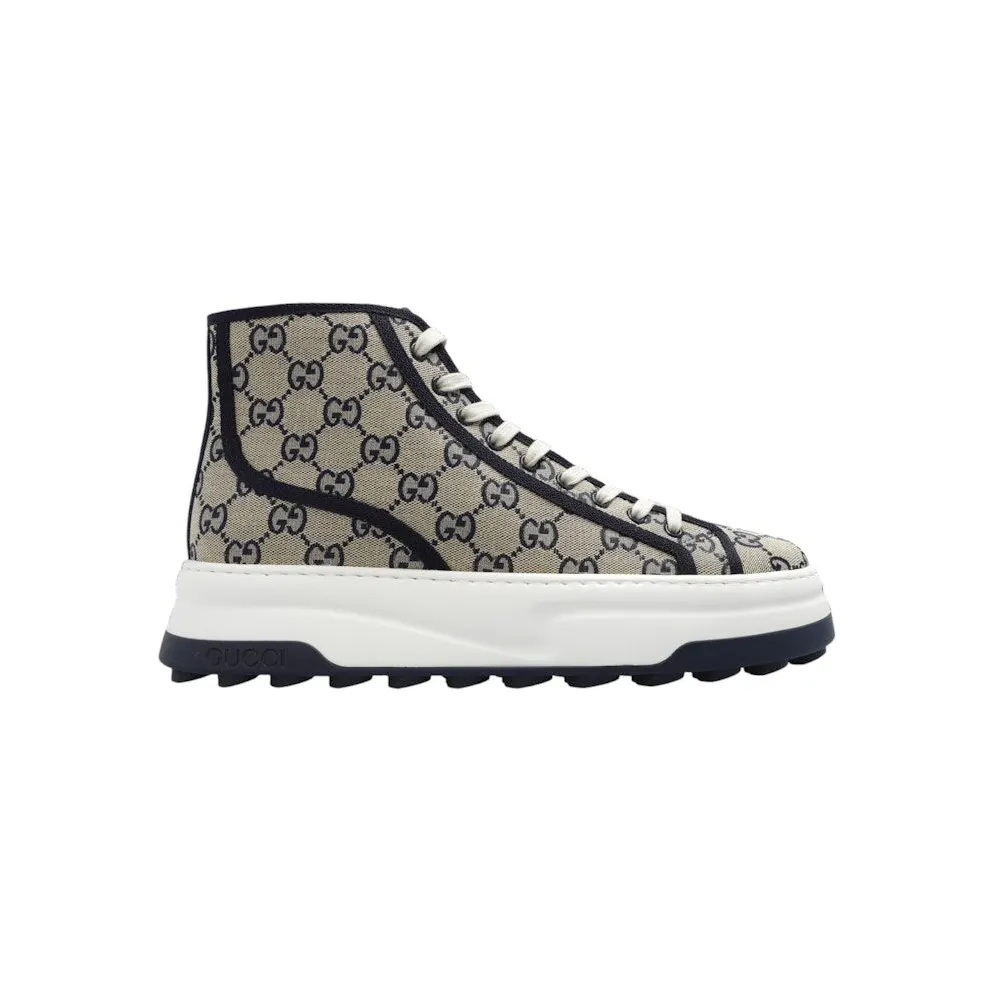 Gucci GG High Monogram Sneaker Beige Blue (745999-FABZZ-4043)