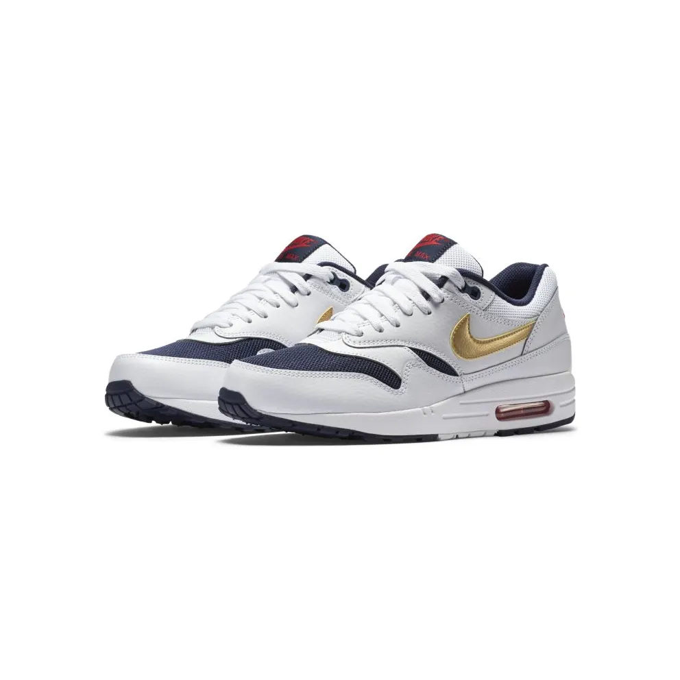 Nike Air Max 1 Essential Olympic (2015) White/Metallic Gold-Midnight Navy (537383-127)