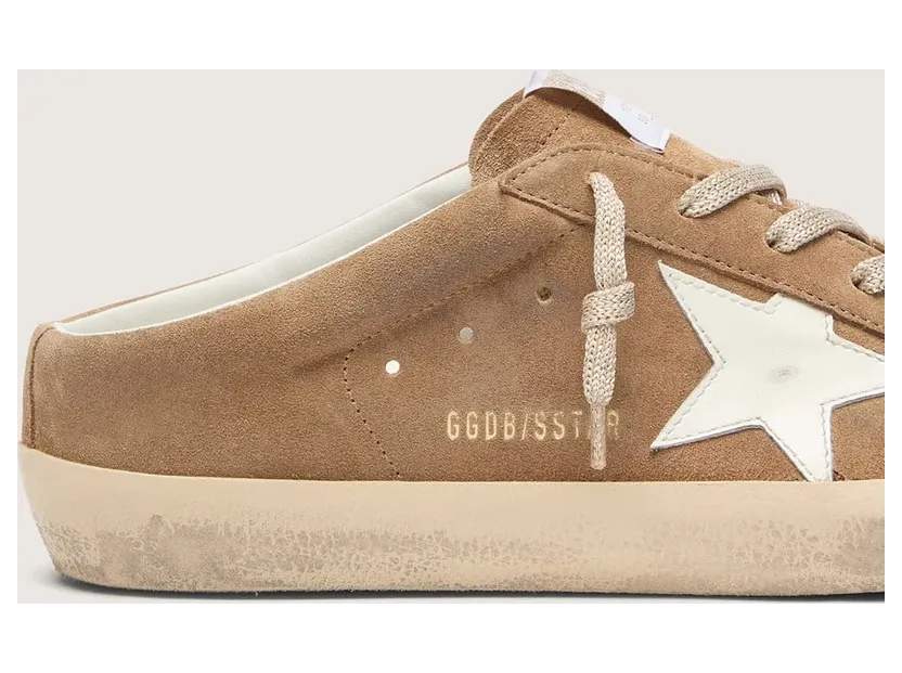 Golden Goose Super-Star Sabots In Tobacco Suede With White Leather Star (GWF00110.F008492.55781) (4)