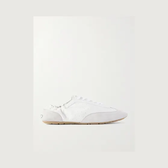 Saint Laurent Lewis Suede and Full-Grain Leather Sneakers White (862568AAGB9)