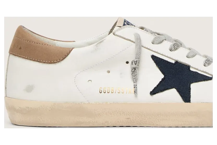 Golden Goose Super-Star In White Leather With Midnight-Blue Canvas Star And Tobacco Leather Heel Tab (GMF00101.F005145.11657) (5)