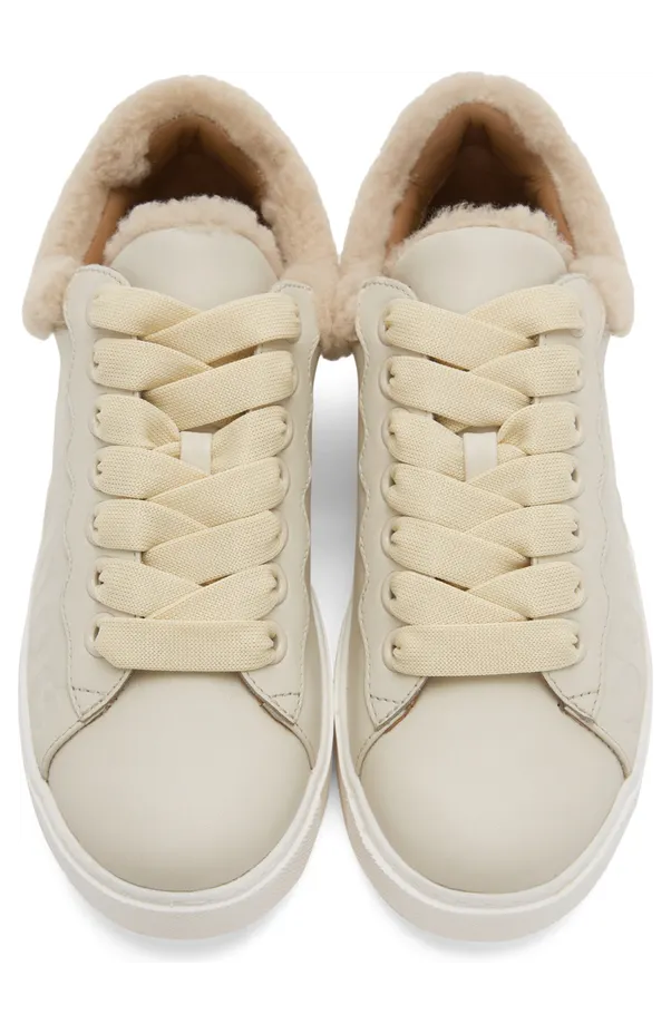 See by Chloé Off-White Leather & Shearling Essie Sneakers (SB35191A 15380) (5)