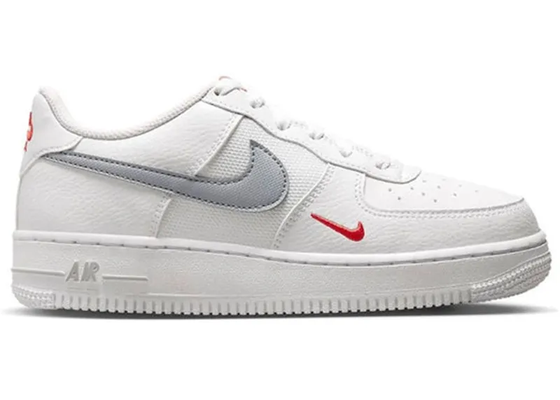 Nike Air Force 1 Low White Wolf Grey Crimson Mini Swoosh (FD9772-100)