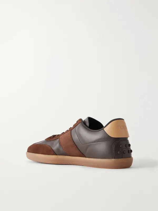 Tod’s Suede-Trimmed Leather Sneakers Dark brown (XXM68C0KP40RZZ) (4)