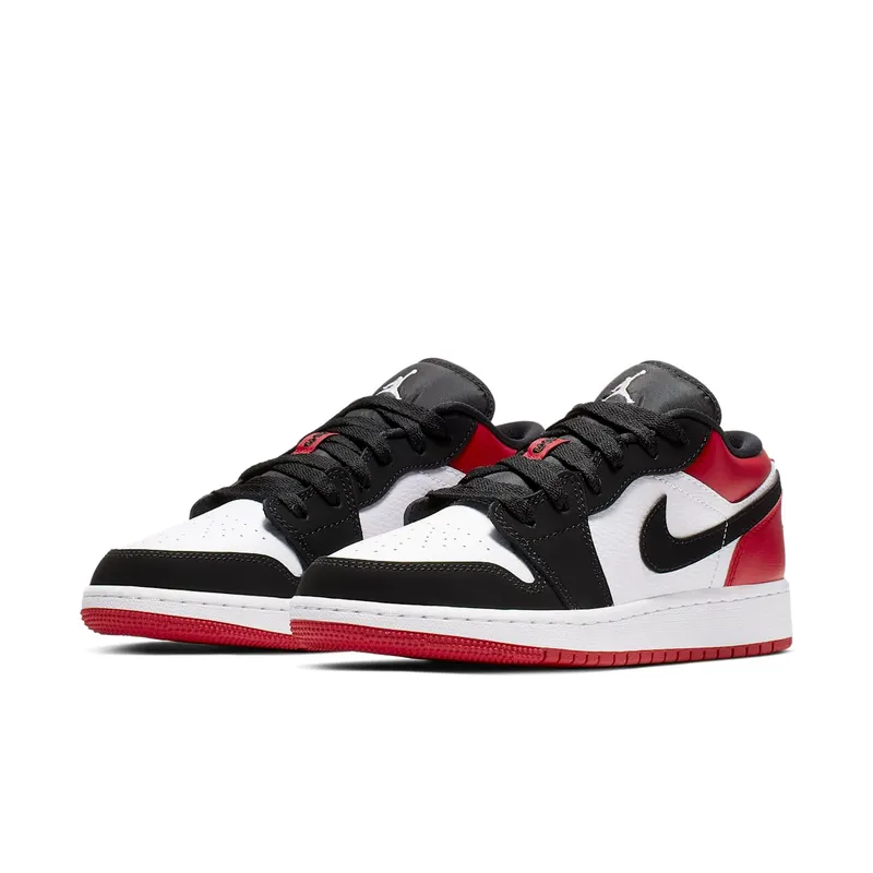 Jordan 1 Low Black Toe (GS) White/Black-Gym Red (553560-116)