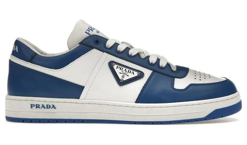 Prada Downtown Low Top Sneakers Leather White Cobalt Blue (2EE364_3LKG_F098Z)