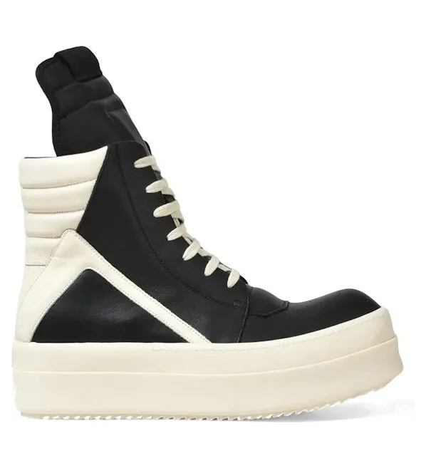 Rick Owens Hollywood Mega Bumper Geobasket High Black Milk (RU01E5868 LCO 911)