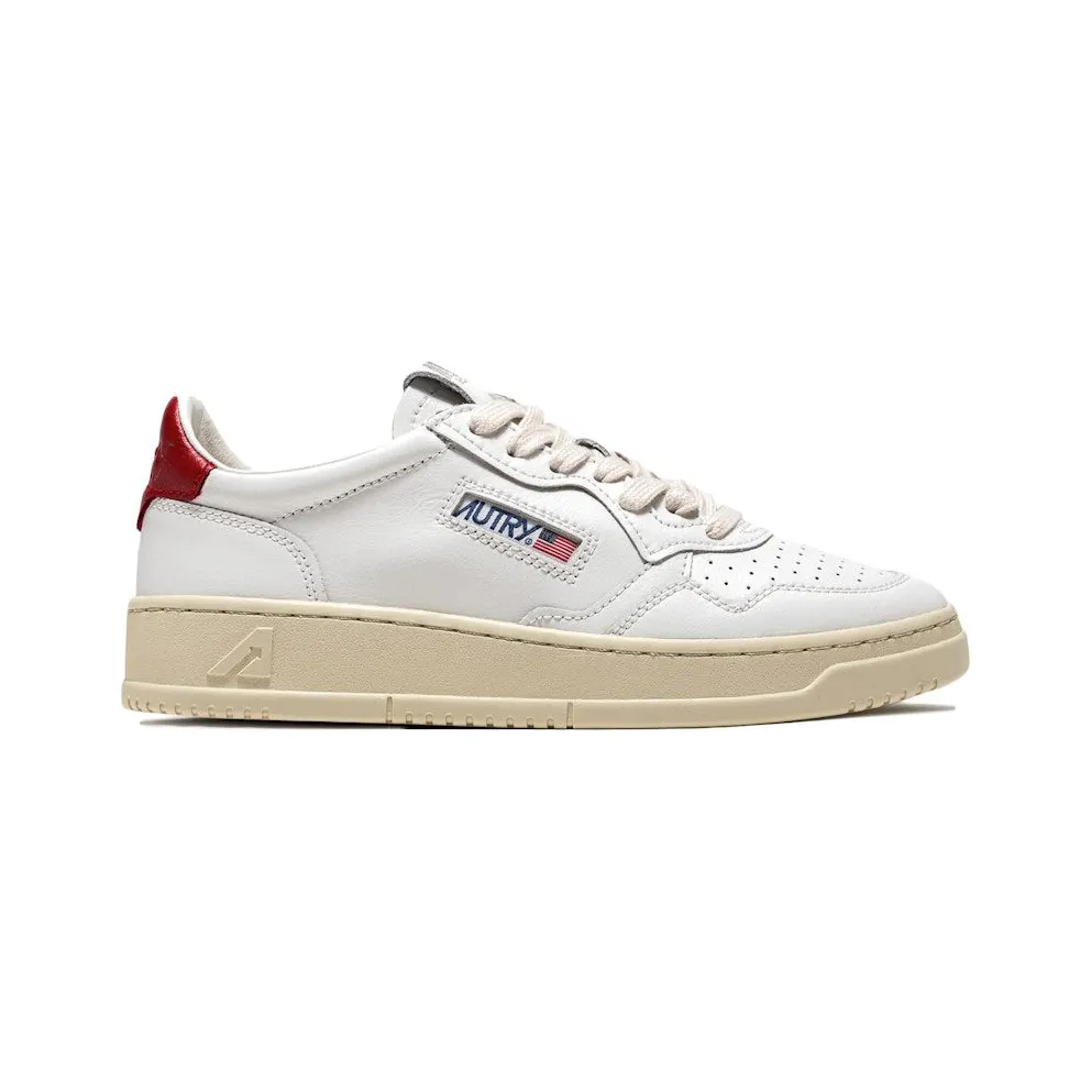 Autry Medalist Leather Low White Red (AULW-LL21)