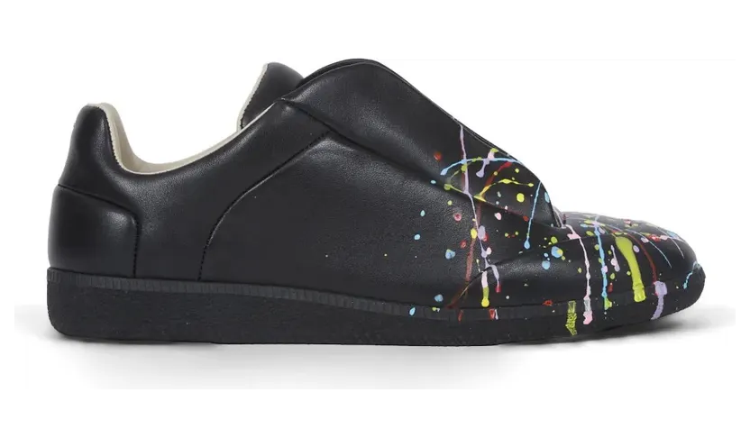 Maison Margiela Future leren with verfspatten – Black (S57WS0554P7798)