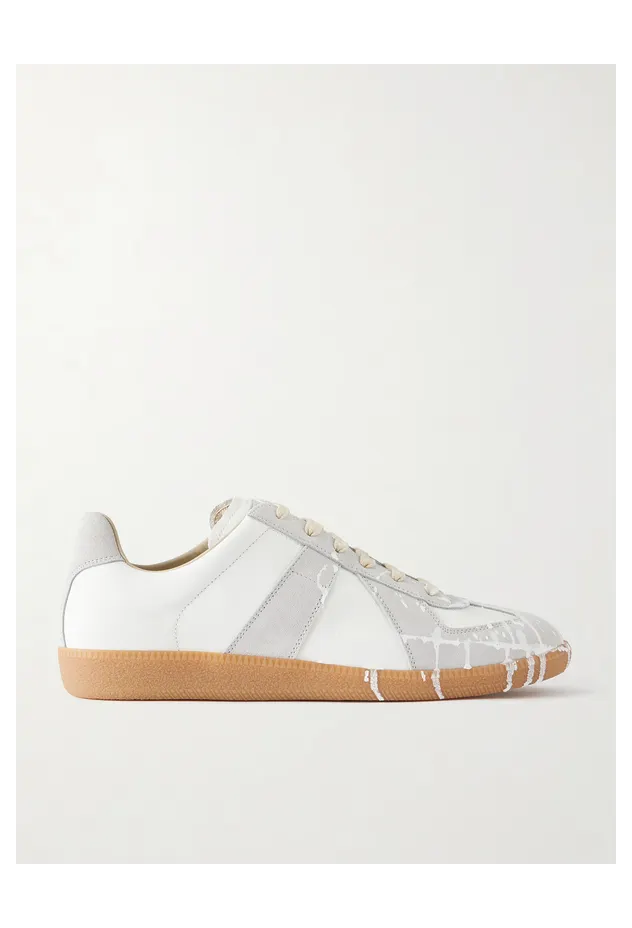 Maison Margiela Replica Paint-Splattered Leather Sneakers White (S57WS0517)